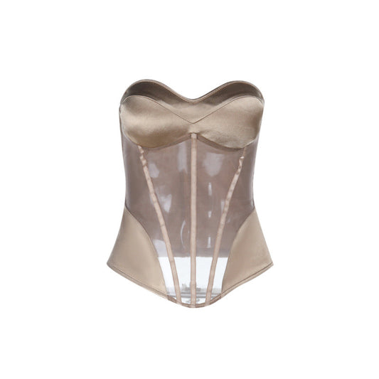 Sweetheart neck corset zip-up padded top  | Festival Outfits Women