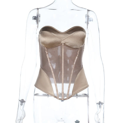 Sweetheart neck corset zip-up padded top  | Festival Outfits Women