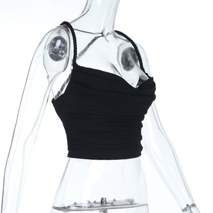 Cross back cowl neck backless solid cami top  | Festival Outfits Women