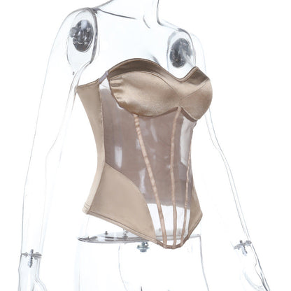 Sweetheart neck corset zip-up padded top  | Festival Outfits Women