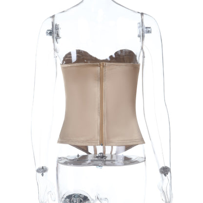Sweetheart neck corset zip-up padded top  | Festival Outfits Women