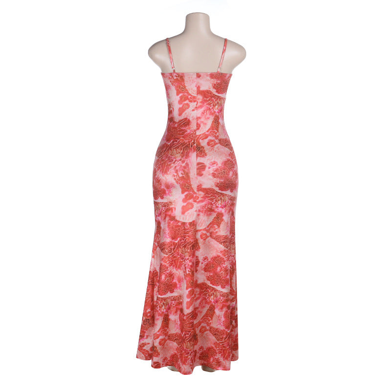Hollow out flower applique print cami cut out maxi dress  | Festival Outfits Women