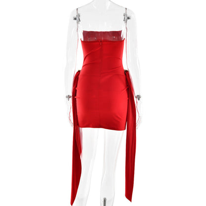 Corset backless ruched solid tube mini dress  | Festival Outfits Women