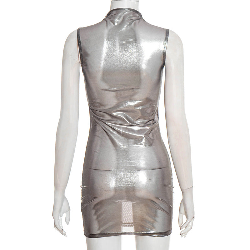 High neck see through sleeveless mini dress  | Festival Outfits Women