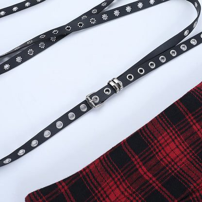 Plaid irregular A line contrast mini skirt  | Festival Outfits Women