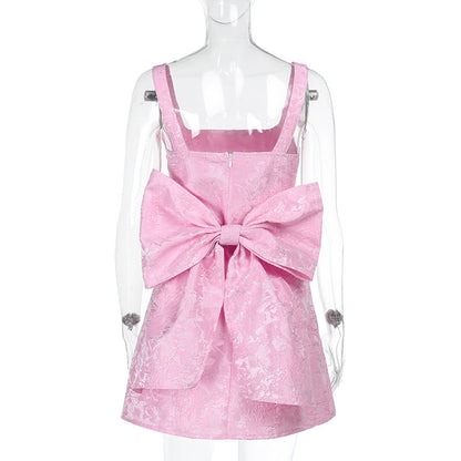 Square neck bowknot zip-up cami mini dress  | Festival Outfits Women