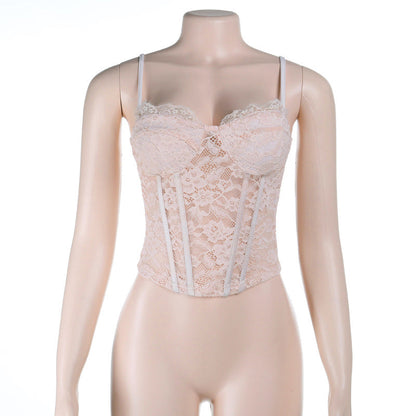 Lace corset v neck backless cami top  | Festival Outfits Women
