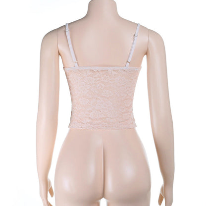Lace corset v neck backless cami top  | Festival Outfits Women