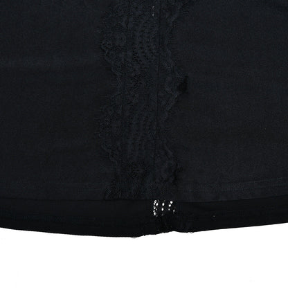 Lace hem v neck backless solid cami maxi dress  | Festival Outfits Women