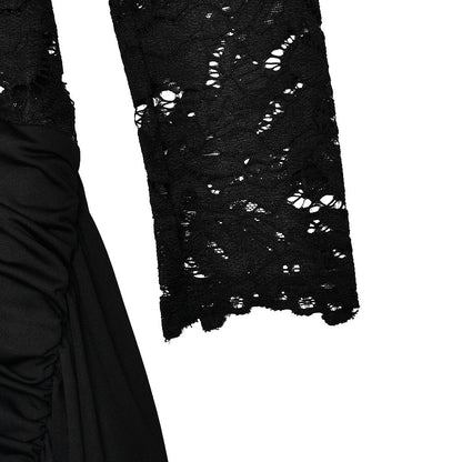 Irregular long sleeve slit zip-up hollow out cut out midi dress  | Festival Outfits Women