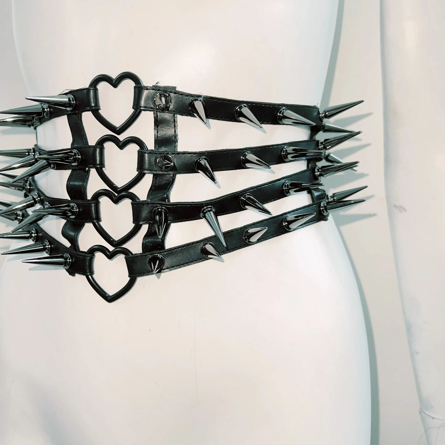 Hollow out rivet applique PU leather solid corset  | Festival Outfits Women