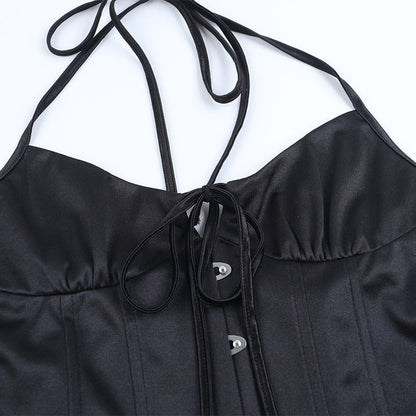 Halter self tie u neck backless button top  | Festival Outfits Women