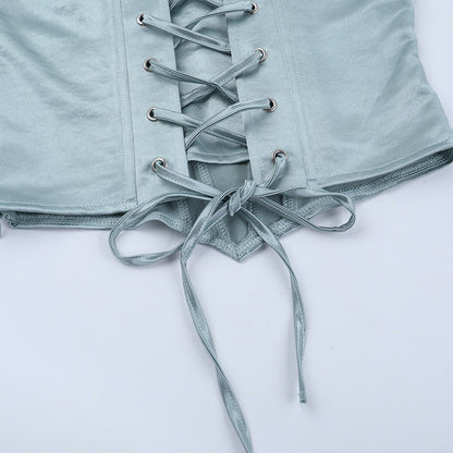 Lace up v neck corset backless cami top  | Festival Outfits Women