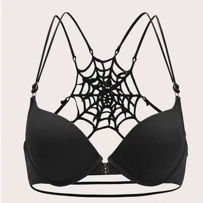 V neck spider web backless solid cami top  | Festival Outfits Women