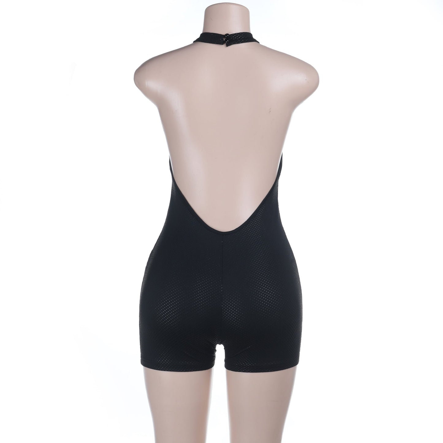 Halter button backless solid romper  | Festival Outfits Women