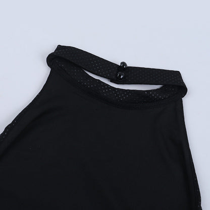 Halter button backless solid romper  | Festival Outfits Women