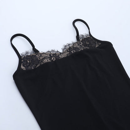Patchwork lace hem backless cami mini dress  | Festival Outfits Women
