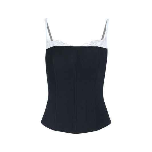 Lace hem patchwork backless cami top  | Festival Outfits Women