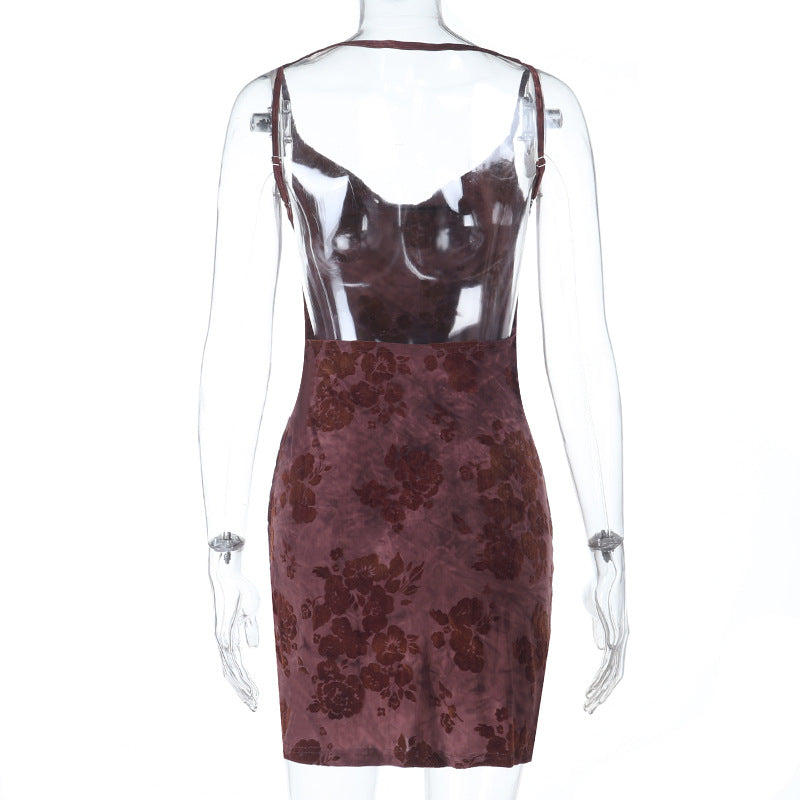 Cowl neck flower print backless cami mini dress  | Festival Outfits Women