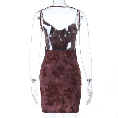Cowl neck flower print backless cami mini dress  | Festival Outfits Women
