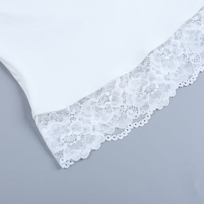 Lace hem v neck backless solid tank top  | Festival Outfits Women