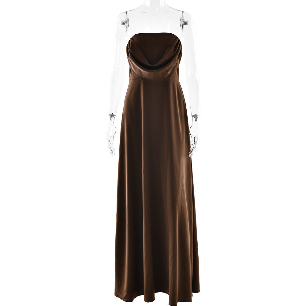 Ruched zip-up backless solid tube mini dress  | Festival Outfits Women
