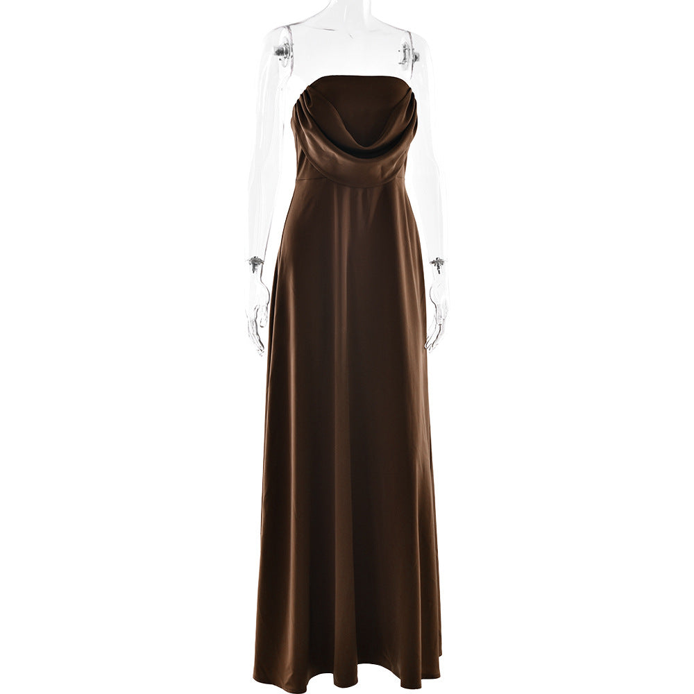 Ruched zip-up backless solid tube mini dress  | Festival Outfits Women