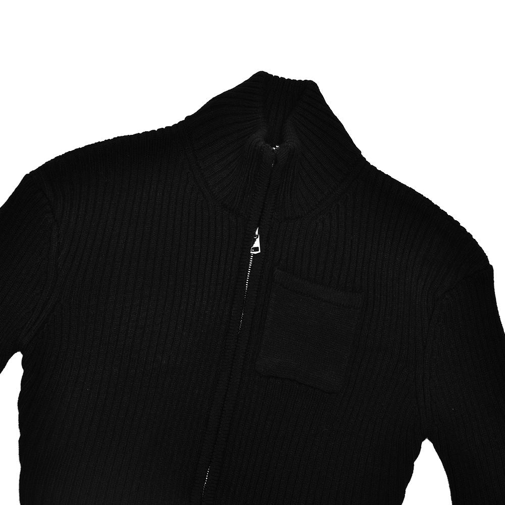 Long sleeve zip-up high neck solid top  | Festival Outfits Women