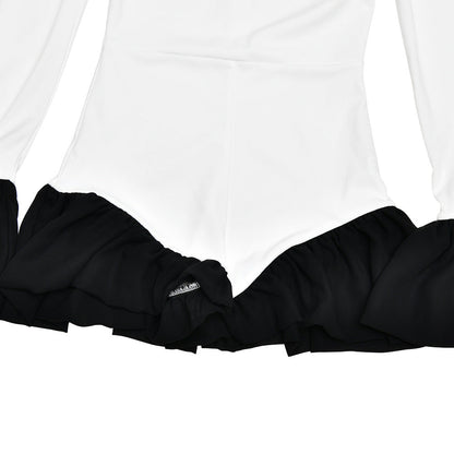 High neck long flared sleeve zip-up contrast romper  | Festival Outfits Women