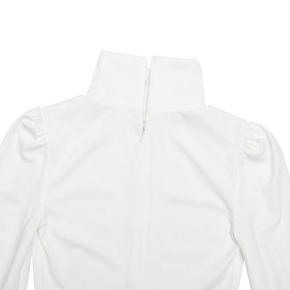 High neck long flared sleeve zip-up contrast romper  | Festival Outfits Women