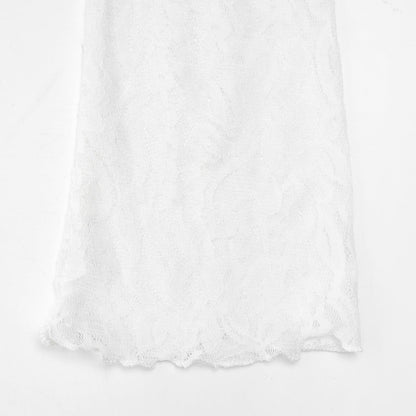 Off shoulder long sleeve lace solid crop top  | Festival Outfits Women