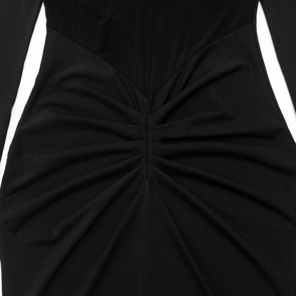 Long sleeve high neck hollow out mesh maxi dress  | Festival Outfits Women