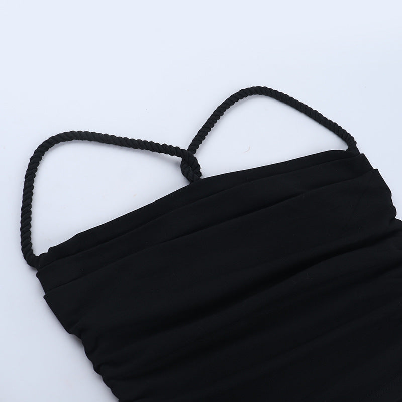 Cross back ruched cowl neck solid cami top  | Festival Outfits Women