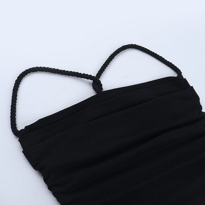 Cross back ruched cowl neck solid cami top  | Festival Outfits Women