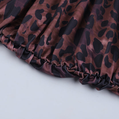 Leopard print ruched halter self tie v neck maxi dress  | Festival Outfits Women