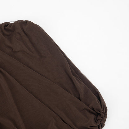 Ruched crewneck mesh solid top  | Festival Outfits Women