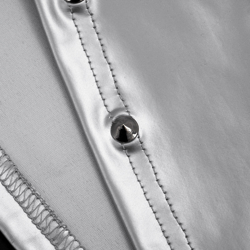 Metallic square neck rivet applique tank top  | Festival Outfits Women
