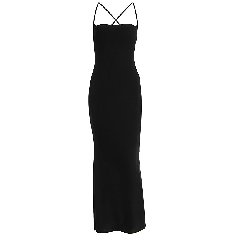 Cross back self tie square neck backless maxi dress  | Festival Outfits Women