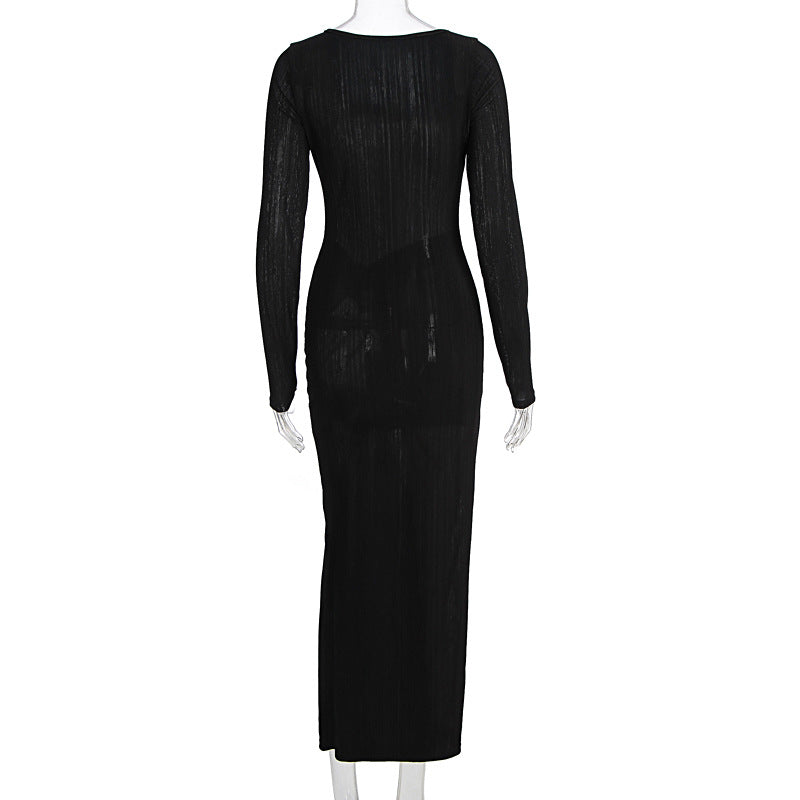 Long sleeve slit ruched irregular midi dress  | Festival Outfits Women