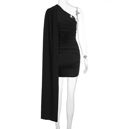 Irregular one shoulder ruched solid mini dress  | Festival Outfits Women