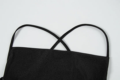 Cross back self tie square neck backless maxi dress  | Festival Outfits Women