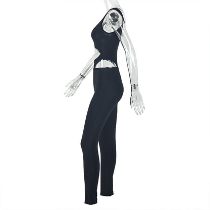 Hollow out square neck backless tank jumpsuit  | Festival Outfits Women