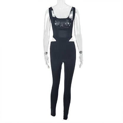 Hollow out square neck backless tank jumpsuit  | Festival Outfits Women