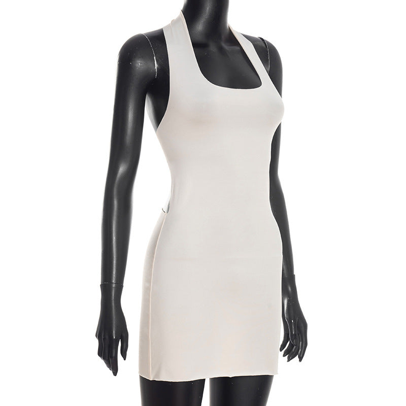 Square neck backless solid mini dress  | Festival Outfits Women