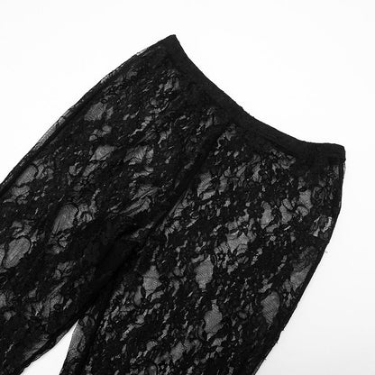 Off shoulder long sleeve lace see through pant set  | Festival Outfits Women