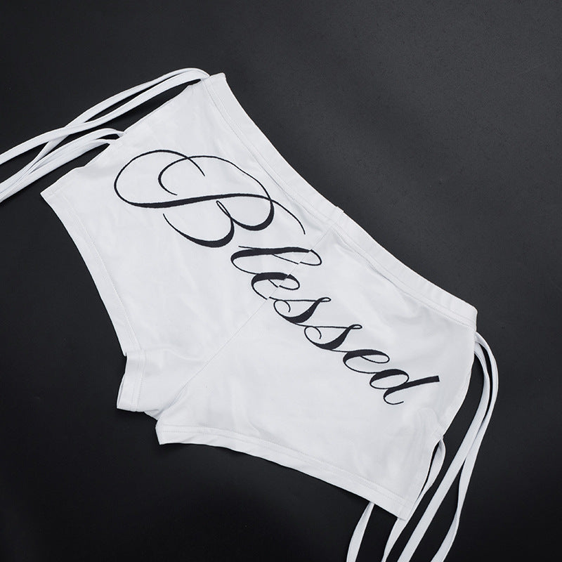 Long sleeve crewneck mesh letter pattern gloves pant set  | Festival Outfits Women
