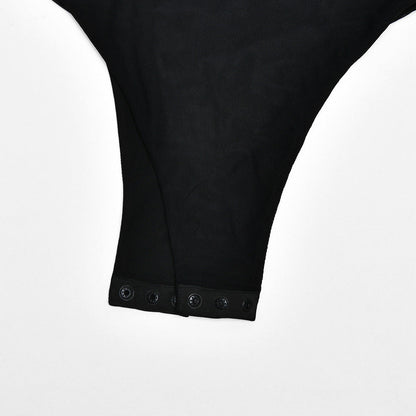 Crewneck ruched button solid bodysuit  | Festival Outfits Women