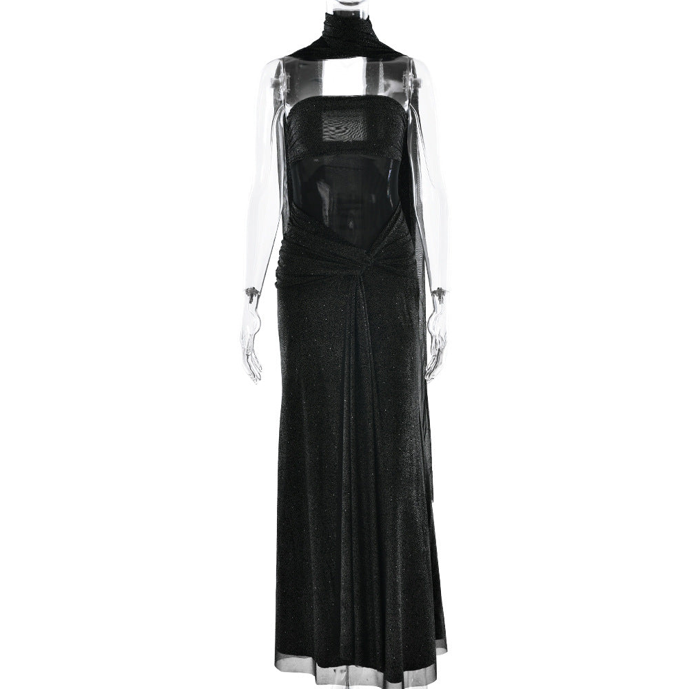 Ruched irregular backless tube maxi dress  | Festival Outfits Women