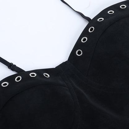 V neck zip-up backless solid cami top  | Festival Outfits Women