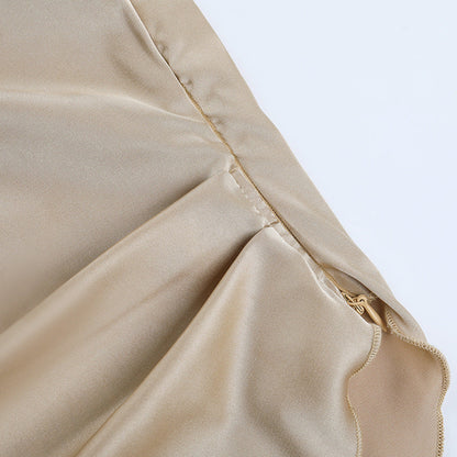 Cowl neck irregular pleated zip-up cami top  | Festival Outfits Women